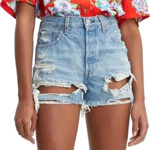 Levi’s 501® High Waist Ripped Cutoff Denim Shorts